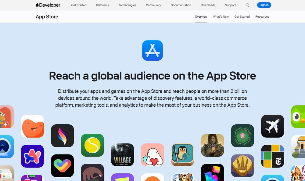 Apple DeveloperのApp Storeページ