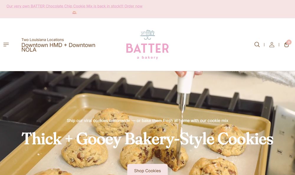 BATTER a bakery の公式サイトのファーストビュー