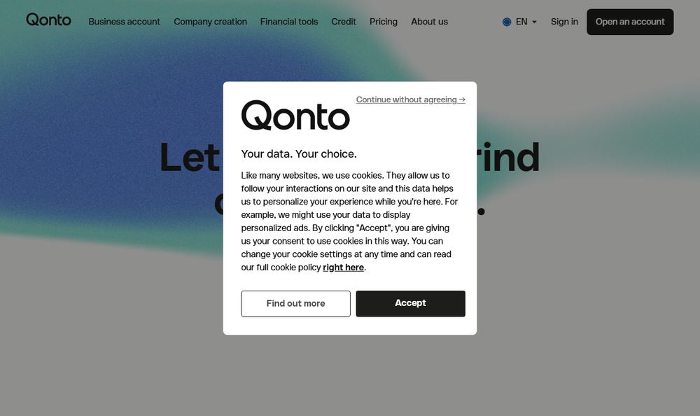 Qonto公式「Qonto AI」製品ページのファーストビュー