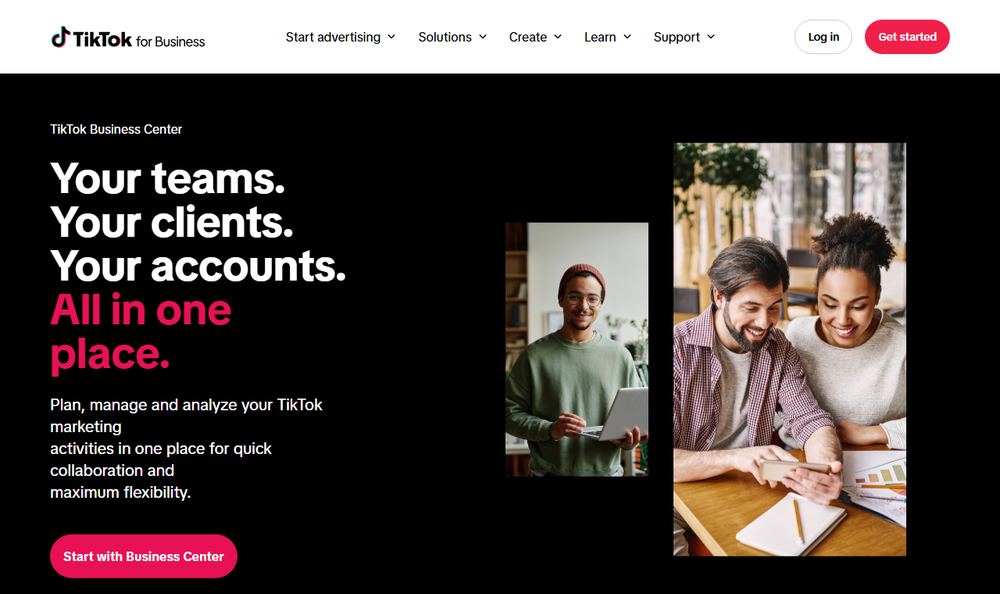 TikTok Business Center公式ページのファーストビュー